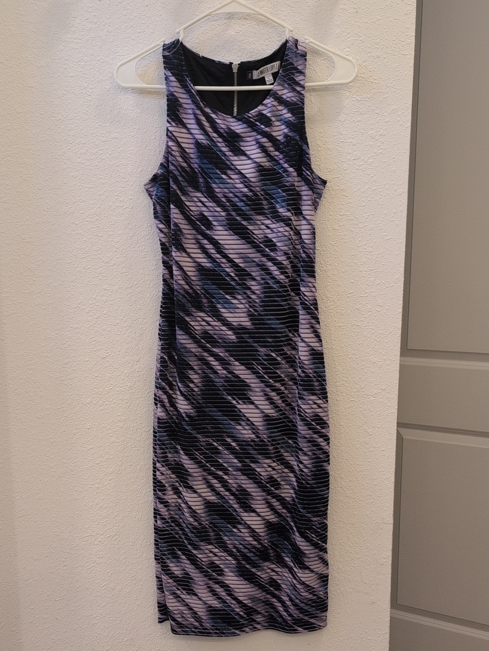 Jennifer Lopez Purple & Black Patterned Midi Dress